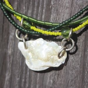Shell pendant on bead necklace (item #2)